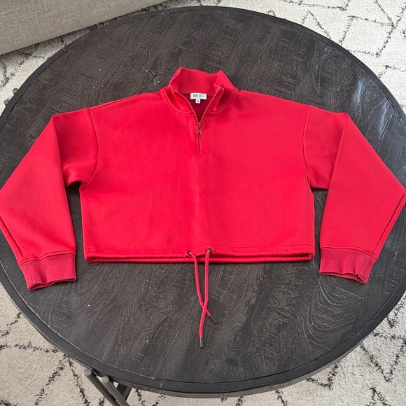 Kenzo Tops - Kenzo Paris Red Quarter-Zip Sweatshirt